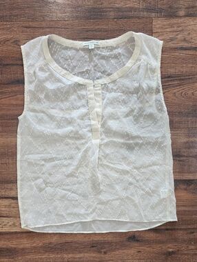 American Eagle Outfitters Women's White Cap Sleeve Oversized Sheer Blouse Small